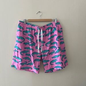 Chubbies Pink Shorts with Green Alligator Design